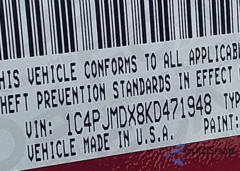 2019 Jeep Cherokee Limited 4X4 z USA, uszkodzony, nr VIN 1C4PJMDX8KD471948